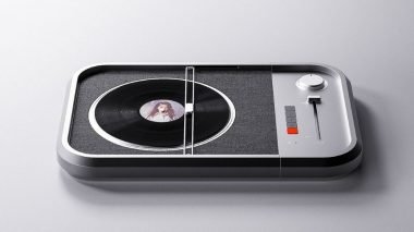 A minimalist turntable designed around cameras and typewriters