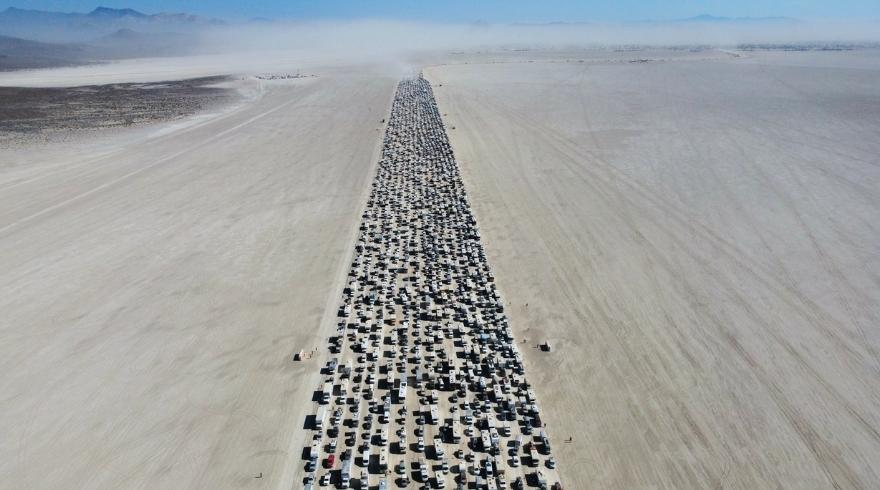 Burning Man attendees get stuck in a traffic jam for over 10 hours